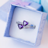 Purple Twin Heart Ring