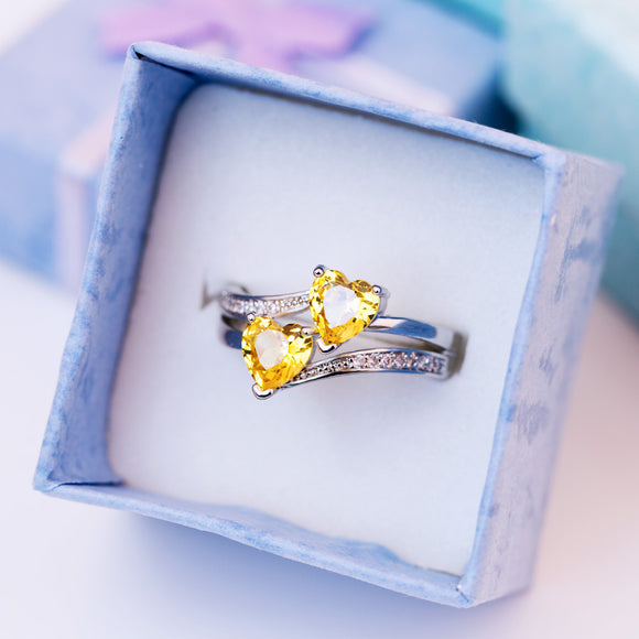 Yellow Twin Heart Ring
