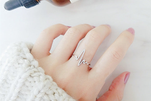 Silver Heartbeat Ring