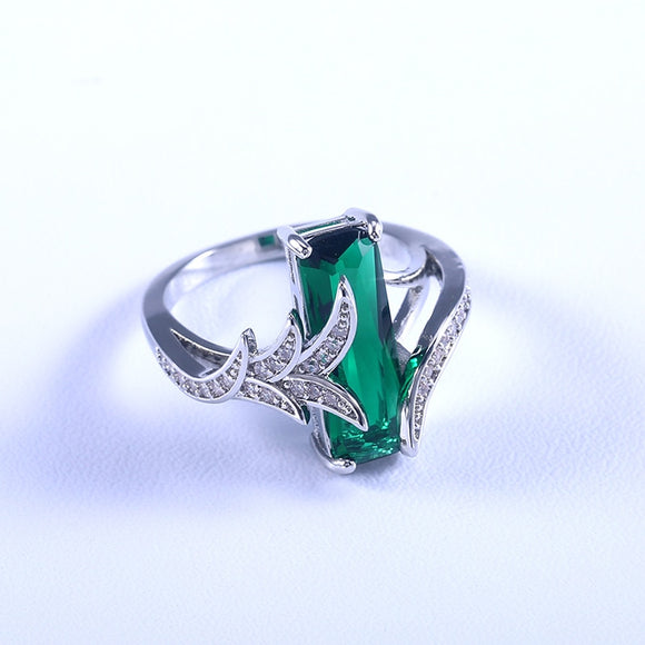 Green Cubic Stoned Ring