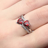 Red Twin Heart Ring