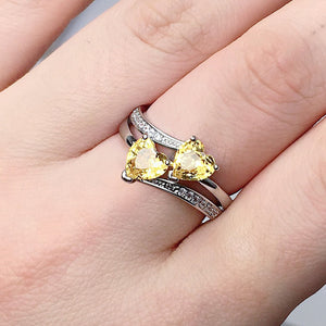 Yellow Twin Heart Ring