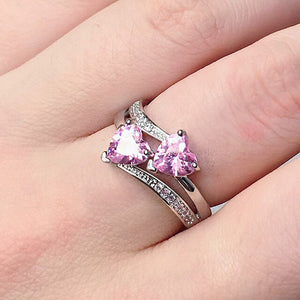 Pink Twin Heart Ring