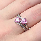 Pink Twin Heart Ring