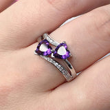 Purple Twin Heart Ring