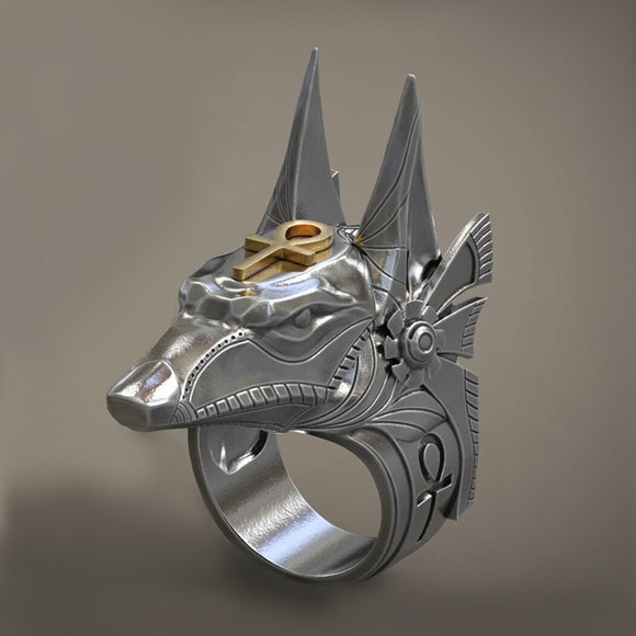 Sliver Anubis Ring