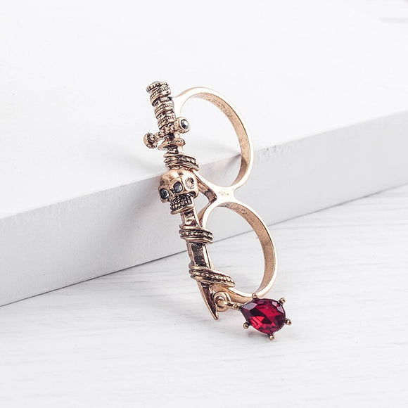 Skull and Sword Double Ring