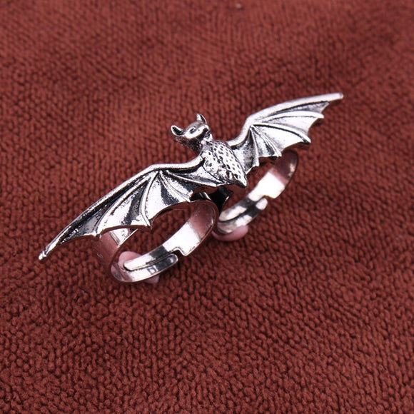 Silver Bat Double Ring