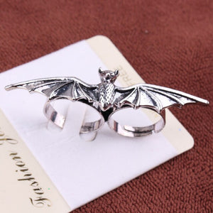 Silver Bat Double Ring