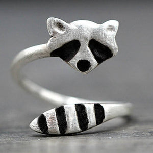 Sliver Cute Raccoon Ring