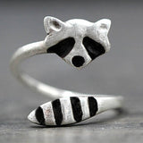 Sliver Cute Raccoon Ring