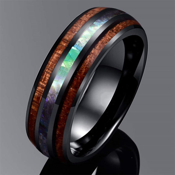 Hawaiian Koa Wood & Abalone Shell Ring