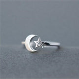 Silver Moon and Star Ring