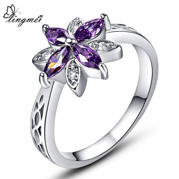 Purple Floral Ring