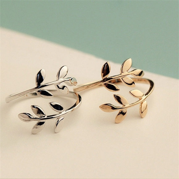 Olive Branch&Leaves Open Ring Silver/Gold/Rose Gold