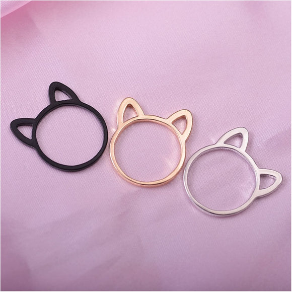 Hollow Cat Ears Ring Black/Gold/Silver