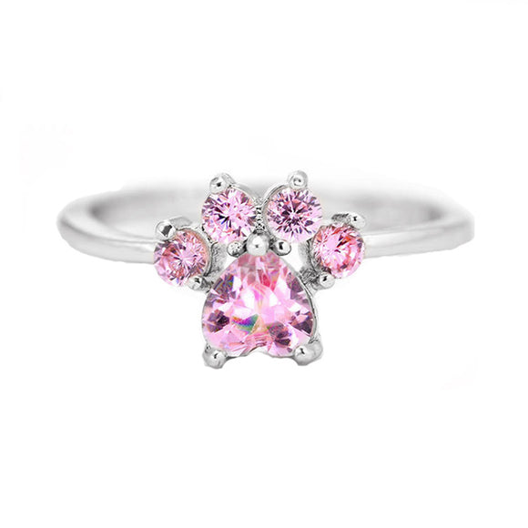 Pink Paw Ring Gold/Silver Colours