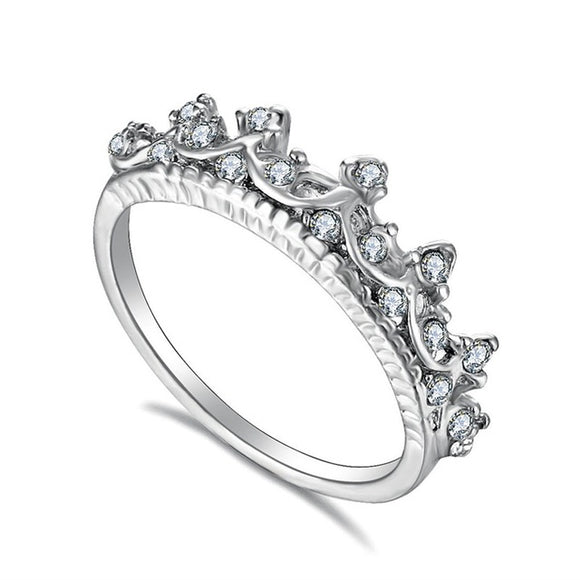 Jeweled Crown Silver Ring
