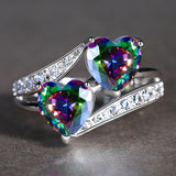 Double Heart Rainbow Ring w/ Variable Colours