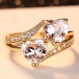 Double Heart Rainbow Ring w/ Variable Colours