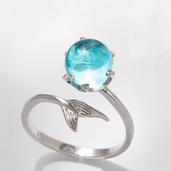 Blue Crystal Bubble Mermaid Ring