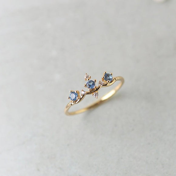 Blue Crystal Crown Ring
