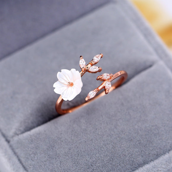 White Flower Crystal Ring